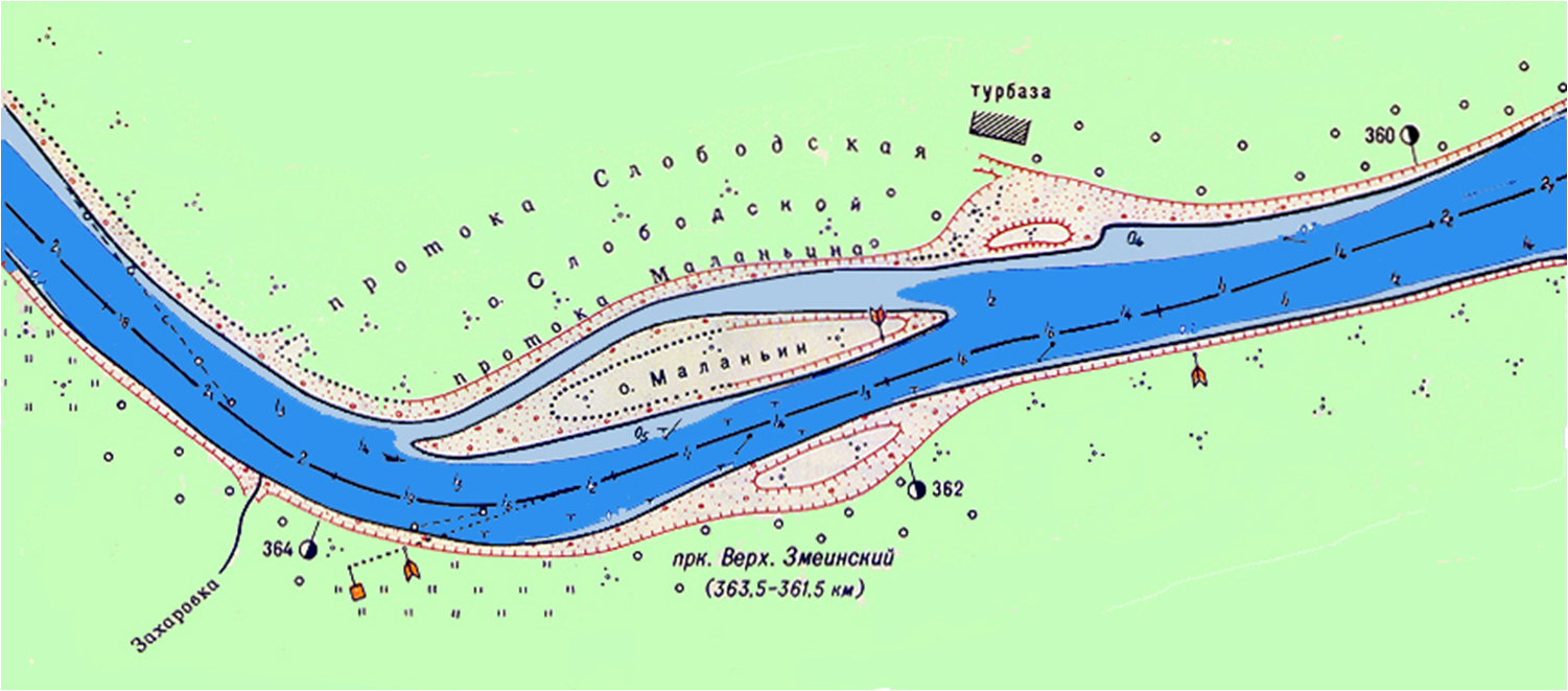 Карта глубин реки сызранка
